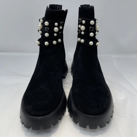 VANELI Women's Black Suede Zinnia Pearl Boots Sz 10 Narrow Brand New With Box - Picture 4 of 10